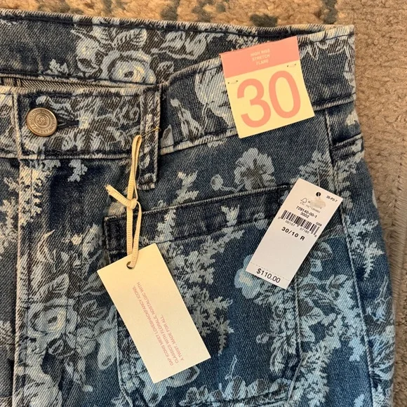 LoveShackFancy Blue Floral Flare Jeans - Picture 2 of 4